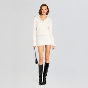SER.O.YA Sweater Dress Saydi Mini in White